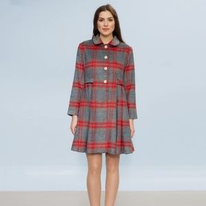 Debbie's Dallas Red & Blue Tartan Wool Coat